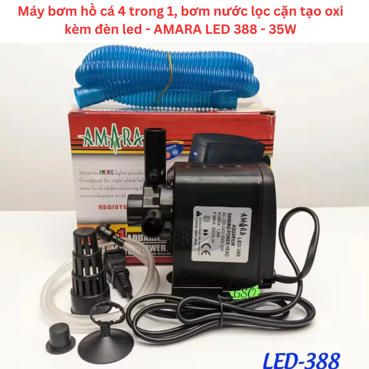 AMARA Máy lọc nước bể cá có đèn Led Amara led 388- 35w, Đèn leb cho bể cá huyền ảo ,lọc cặn tạo oxi ( Phụ kiện thủy sinh )