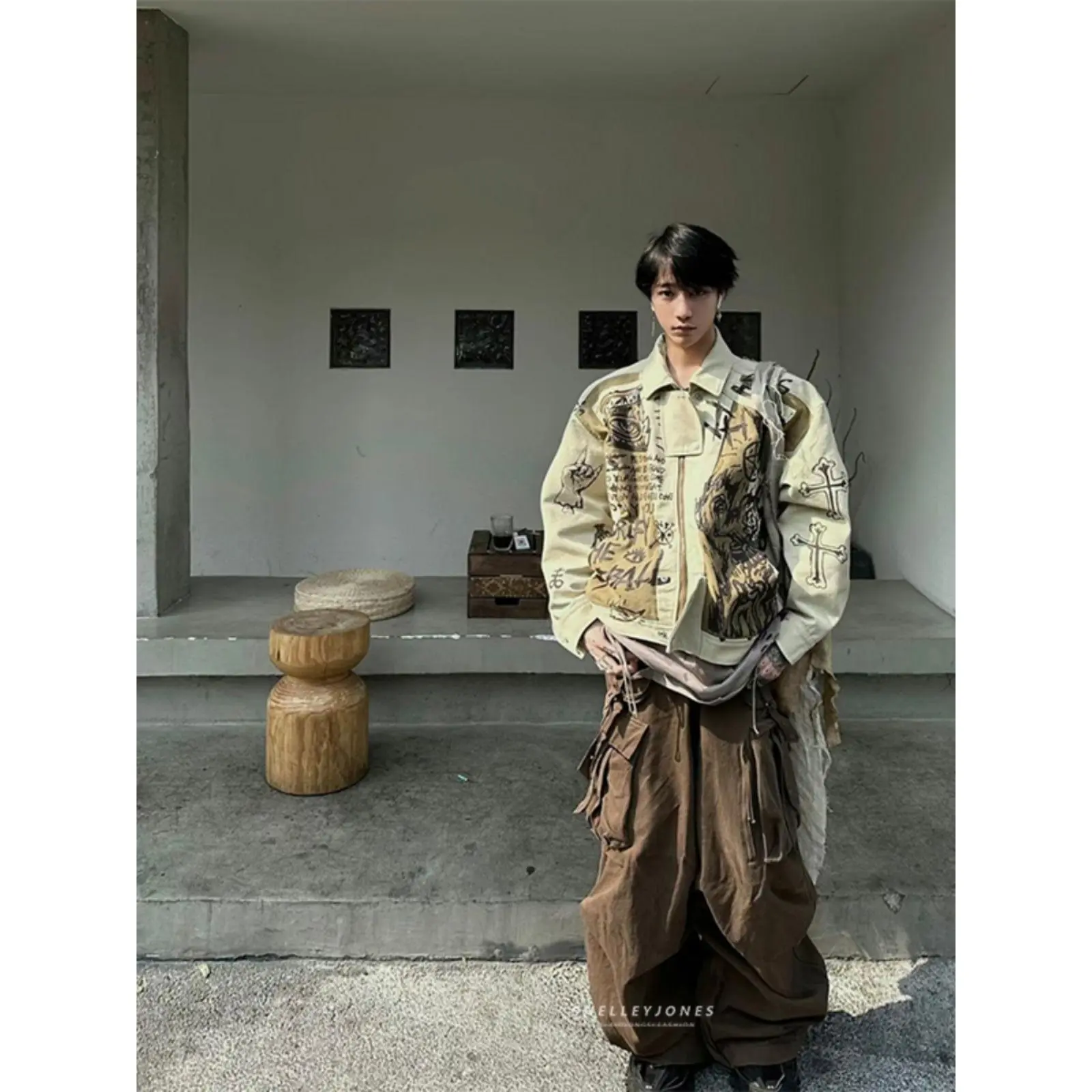 Áo Khoác Cá Tính, Phong Cách Cổ Điển Mỹ, Thiết Kế Graffiti, Ngoại Cỡ Đường Phố Cao Cấp, Xu Hướng Trung Quốc, Phong Cách Melard, Áo Khoác Mùa Thu Nam