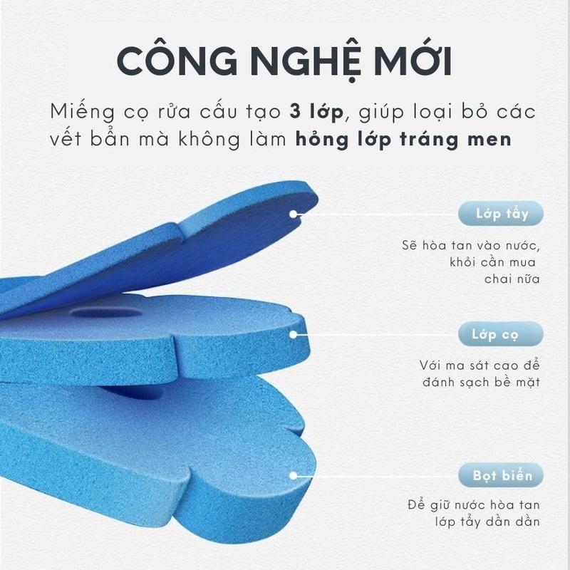 Chổi cọ toilet đóng mở tự động tích hợp miếng tẩy rửa, dụng cụ cọ rửa phòng vệ sinh siêu sạch thế hệ mới 5