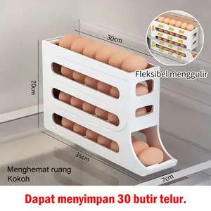 Penyimpanan Telur 4 Tingkat Tempat Telur Kulkas Rak Telur Tingkat 4 Susun Egg Tray Storage
