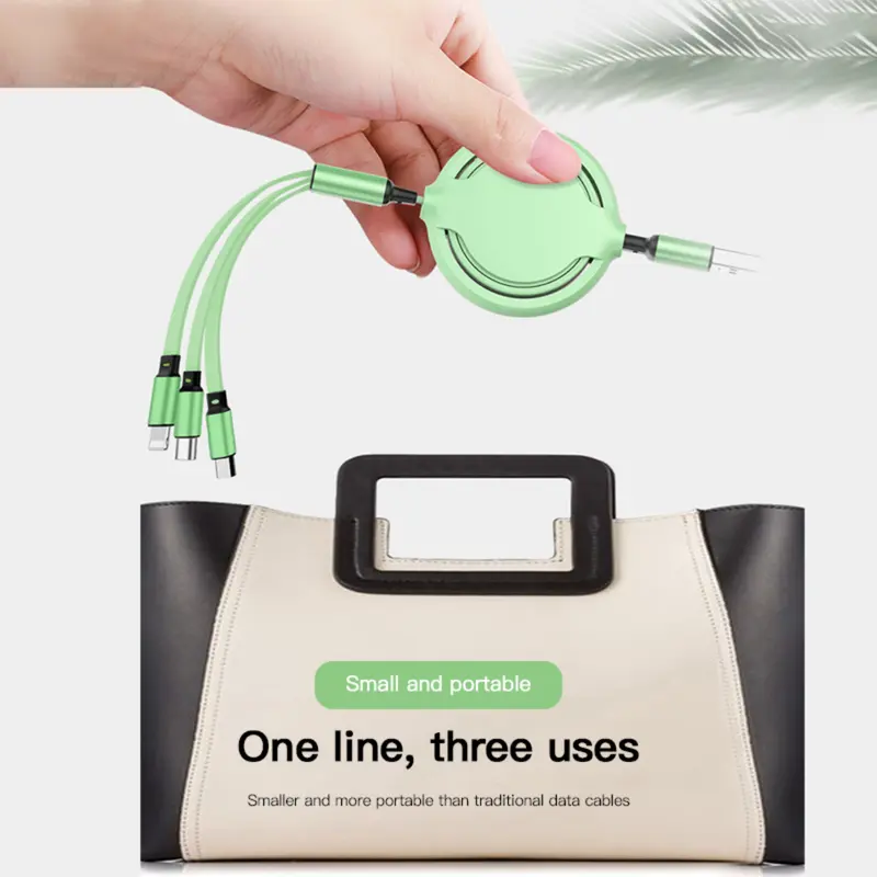 3in1 Kabel Data / Charger Micro USB / Type C Fast Charging Bahan Silikon Untuk Panjang Ponsel Pengisi Ungu Hitam Pink Putih Cable 7