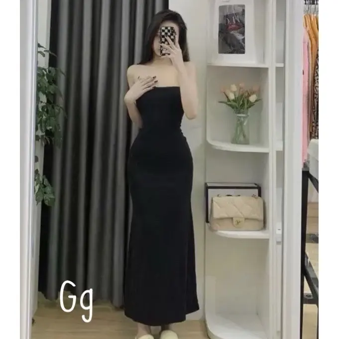 ￼Đầm Ống Dáng Tăm Quảng Châu Body Chuẩn Dáng C030 Nữ Đen