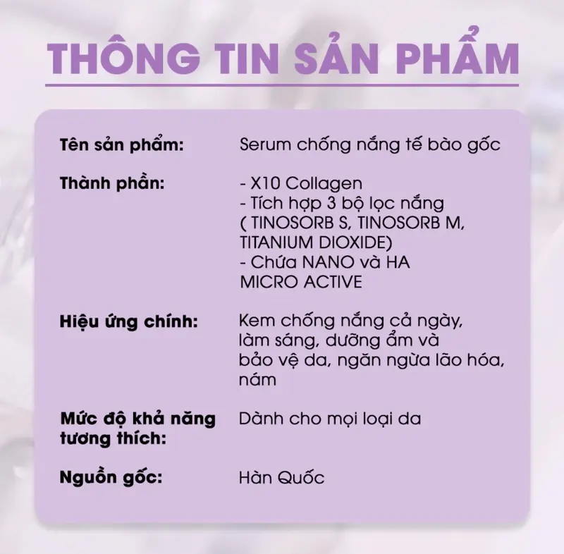 Serum Chống Nắng Tế Bào Gốc T-Collagen 21 giờ SEYOUL SPF 50+ PA++++ nâng tone da, giúp da mịn màng 5