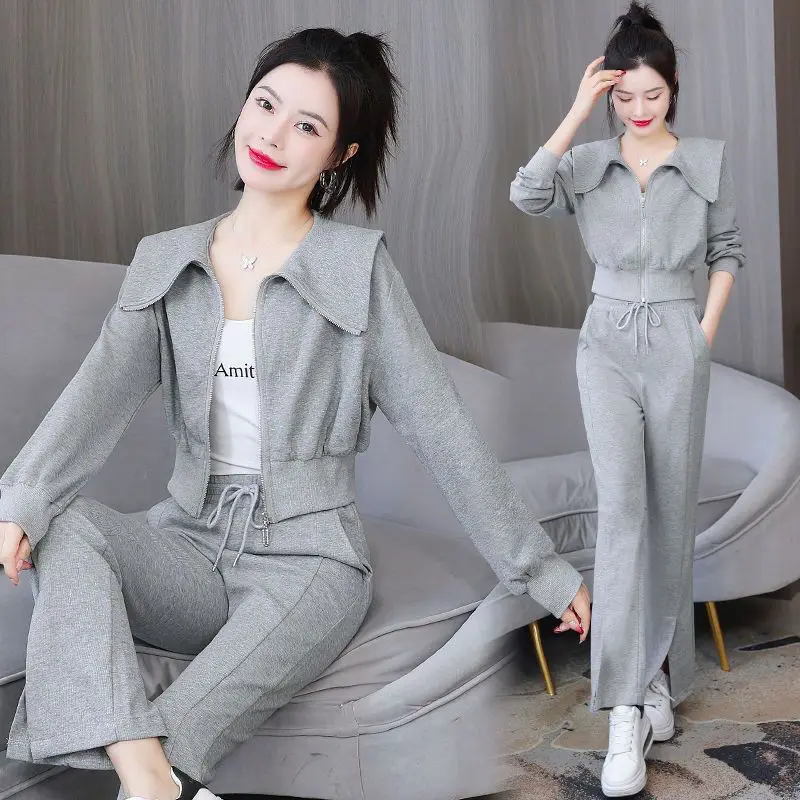 Bộ Đồ Thể Thao Áo Len Đi Chơi Phong Cách Phương Tây, Dành Cho Nữ, Bộ Đồ Dáng Rộng Dễ Phối Đồ Thời Trang Thu Đông Mới 2023, Thời Trang INS Women Top