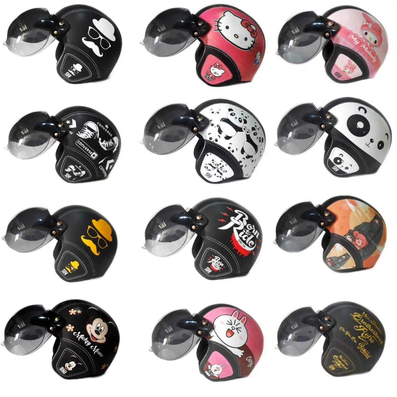 Helm Retro Pria Wanita Dewasa Motif