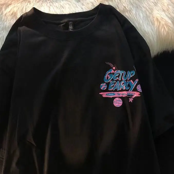 Áo Thun Ngắn Tay, Phong Cách Đường Phố Mỹ Thương Hiệu Thời Trang Nam, Phong Cách Hip Hop, In Hình Dáng Rộng Ngầu Tay Lửng, Ngoại Cỡ, Thời Trang Trung Quốc, Áo Ngọt Ngào 3