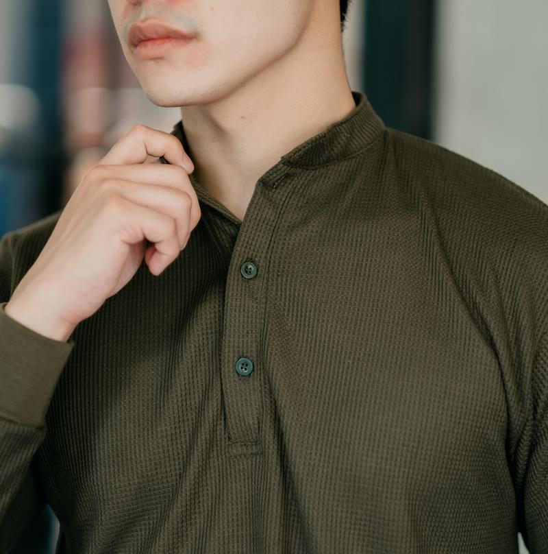Product Introduction of Tshirt Henley Waffle Long sleeve Original / Baju Waffle Tangan Panjang Kancing / Crewneck Waffle Button. 25