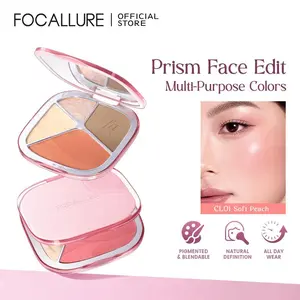 (BELI 2 DISKON 5%) FOCALLURE Prism Multi Glow Palette – Highlighter, Contour & Blush Multi-Use, Makeup Wajah Tahan Lama, Smooth & Blendable