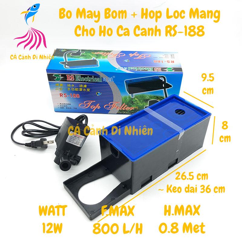 Máy bơm lọc nước RS-188 12W kèm lọc máng cho hồ cá cảnh cho hồ cá dưới 40 cm rs188