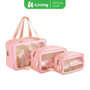 U-Living Washbag Tansparan Washbag Travel Washbag Waterproof Tas Kosmetik Besar Travel Tas Make Up Tas Travel AO003 Tas Kulit Wanita