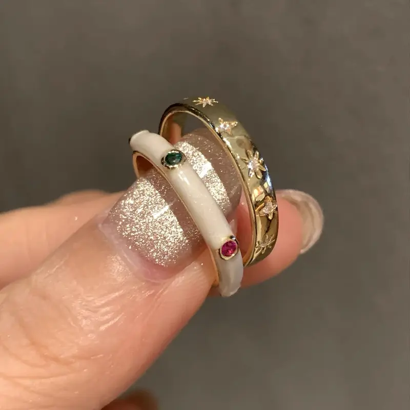 Nhẫn Tráng Men, Phong Cách Pháp, Thiết Kế Đặc Biệt Cho Bộ Đồ Nữ, Giá Cả Phải Chăng, Sang Trọng Và Thanh Lịch, Nhẫn Ngón Trỏ Cổ Điển Cao Cấp, Lười Biếng 2