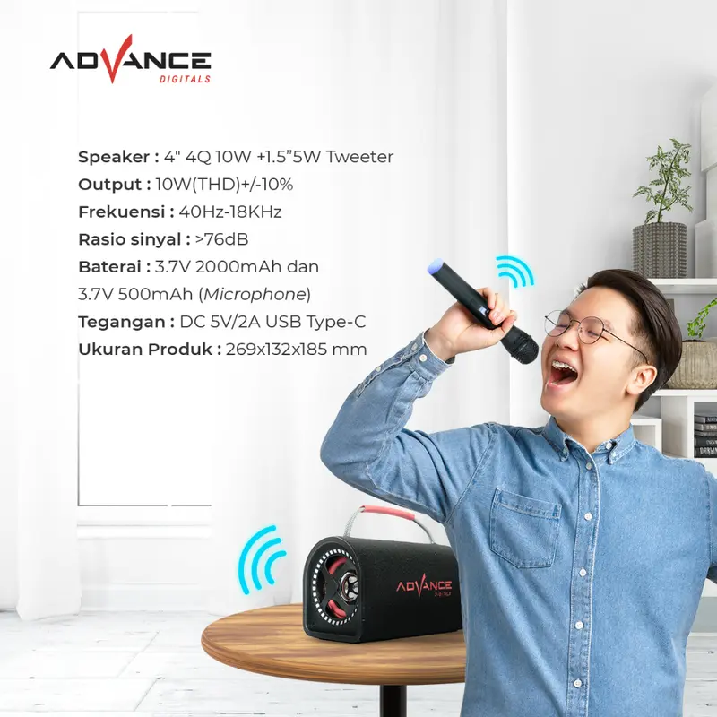 Advance KS-615 / KS615 Speaker Portable Bluetooth Ukuran 5"inch Bass Free 1 Mic Wireless - Garansi 1 Tahun 1
