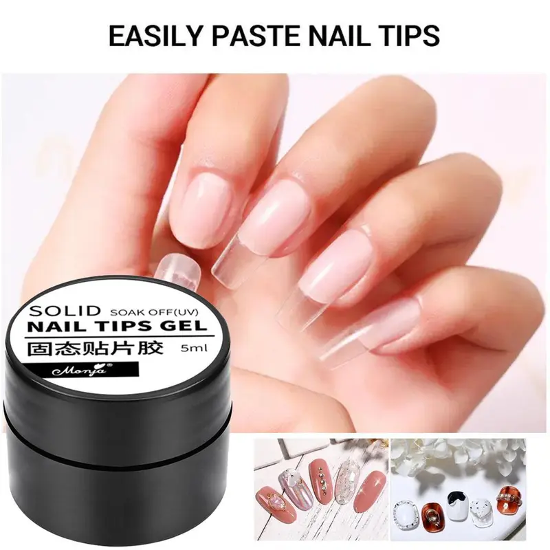 Đầu móng tay Gel, màu Trơn có thể đeo được, có thể lột, chất kết dính, cho móng tay Quang Trị Liệu, miếng dán móng tay 0