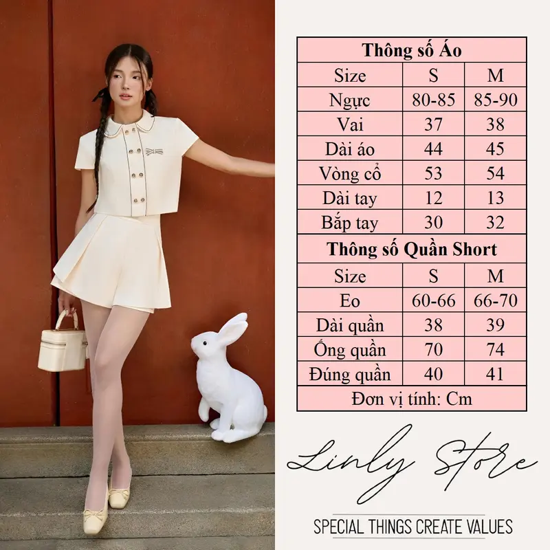 Set bộ đồ nữ áo croptop cổ sen đính nơ phối quần váy form xòe bồng cách điệu tiểu thư Linly Store 1