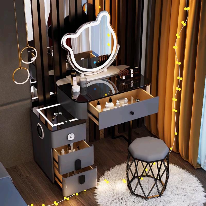 [ Tặng Ghế ] Bàn Trang Điểm Thông Minh size 70cm AH05 Có Đèn Led, Sạc Nhanh Không Dây, cổng sạc USB, loa Bluetooth decor