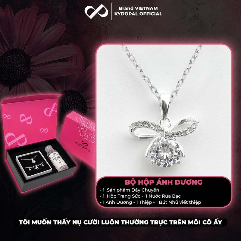 Dây chuyền bạc nữ KYDOPAL mặt nơ đính đá cá tính size lớn trang sức bạc ý 925 cao cấp - 9C10