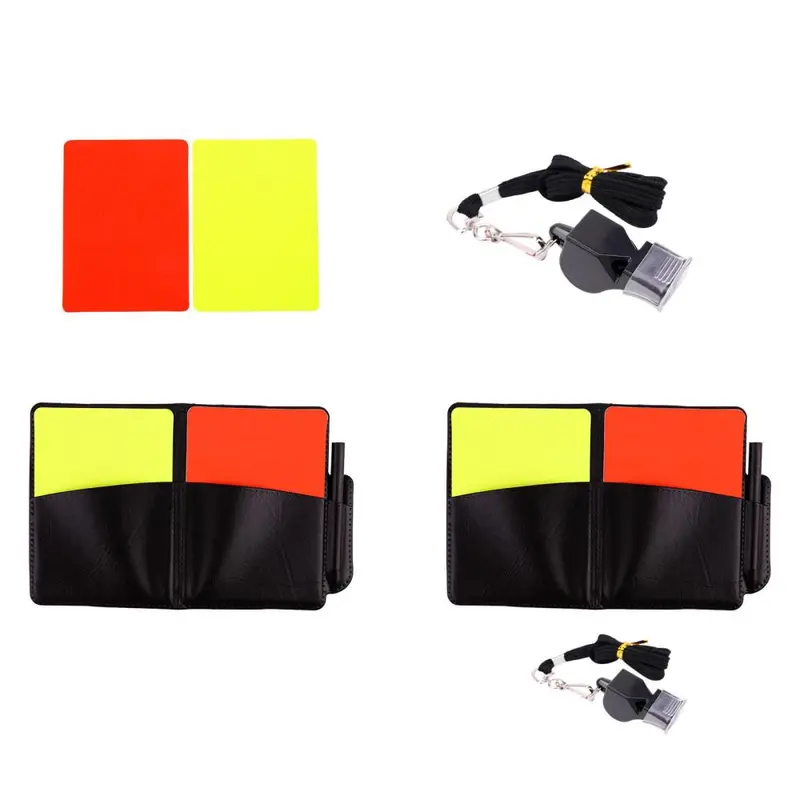 Bộ thẻ trọng tài bóng đá, Chất liệu PVC, Thẻ vàng và đỏ, Thích hợp cho các môn thể thao ngoài trời, Bao gồm sách và còi, Thích hợp cho các trận đấu bóng đá, thẻ cảnh báo, trò chơi thể thao và bóng rổ 1
