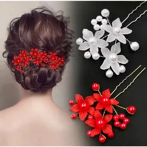 Hair Flowers - Hairpin Tusuk Konde Bunga Putih Merah Pink