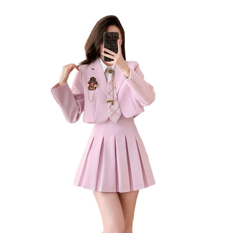 Bộ Đồ Phong Cách Preppy Hàng Mới Về Năm 2024, Dành Cho Nữ, Thích Hợp Cho Trang Phục Nữ Truyện Tranh Hàn Quốc Trẻ Trung, Chân Váy Xếp Ly JK, Bộ Ba Mảnh 4