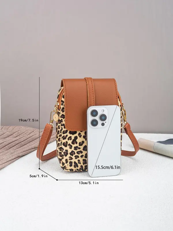Fashion Leopard Pattern Crossbody Bag, Casual PU Leather Shoulder Bag for Women, Trendy Versatile High-quality Daily Commuting Bag, Girl Fashionable Bag 1
