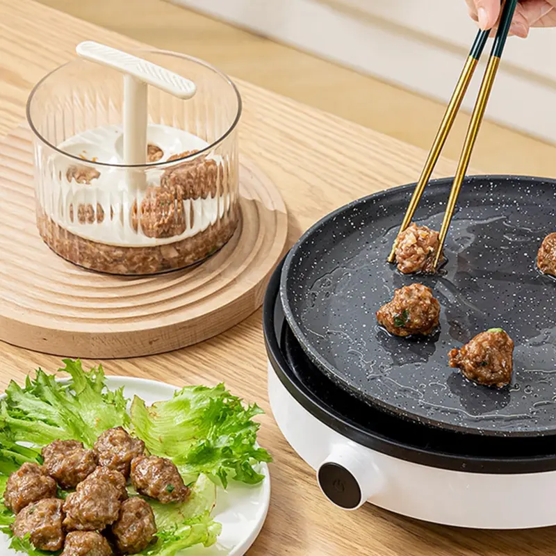 Dụng Cụ Làm Thịt Viên, Trong Mờ, Khuôn Ép Thịt Viên, Hộp Đựng Thịt Xay Thủ Công, Dụng Cụ Làm Thịt Viên 5 Quả, Khuôn Làm Thịt Viên Nhà Bếp 5