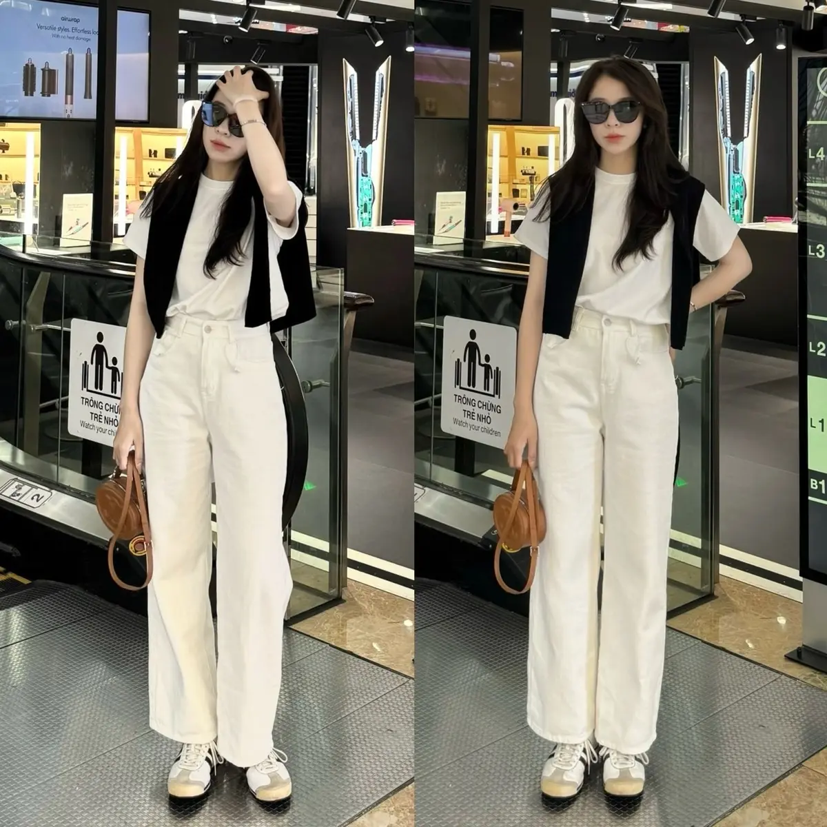 Quần jeans trơn trắng ống suông #7448