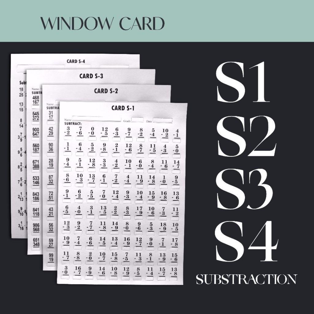 Complete Set Window Card M2 D2 A2 S2 Level-2 Math Test Reusable Durable ...