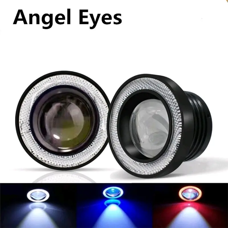 Lampu LED Fog Lamp Mobil Foglight Angel Eyes 89mm Projector Universal