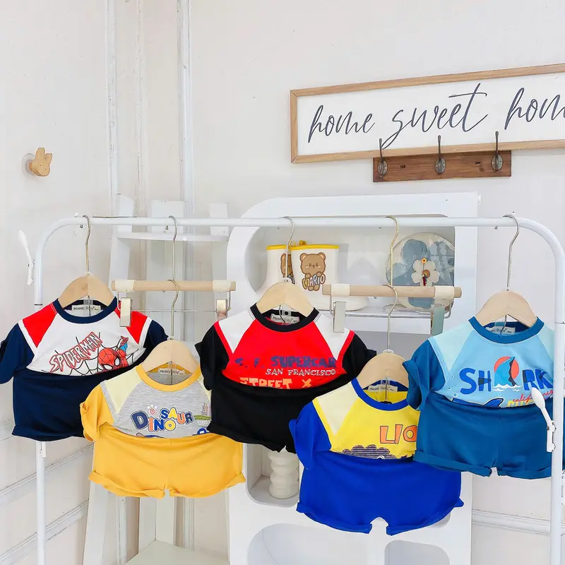[ FREE SHIP] Full Size(9-26kg) Bộ Áo + Quân Cộc Minkey Baby Chất Thun Lạnh In Họa Tiết Cá Heo - Hươu Dể Thương Cho Bé Trai -Bé Gái ,Đồ Bộ Cho Bé Minkey Baby ,Minky Mom 0