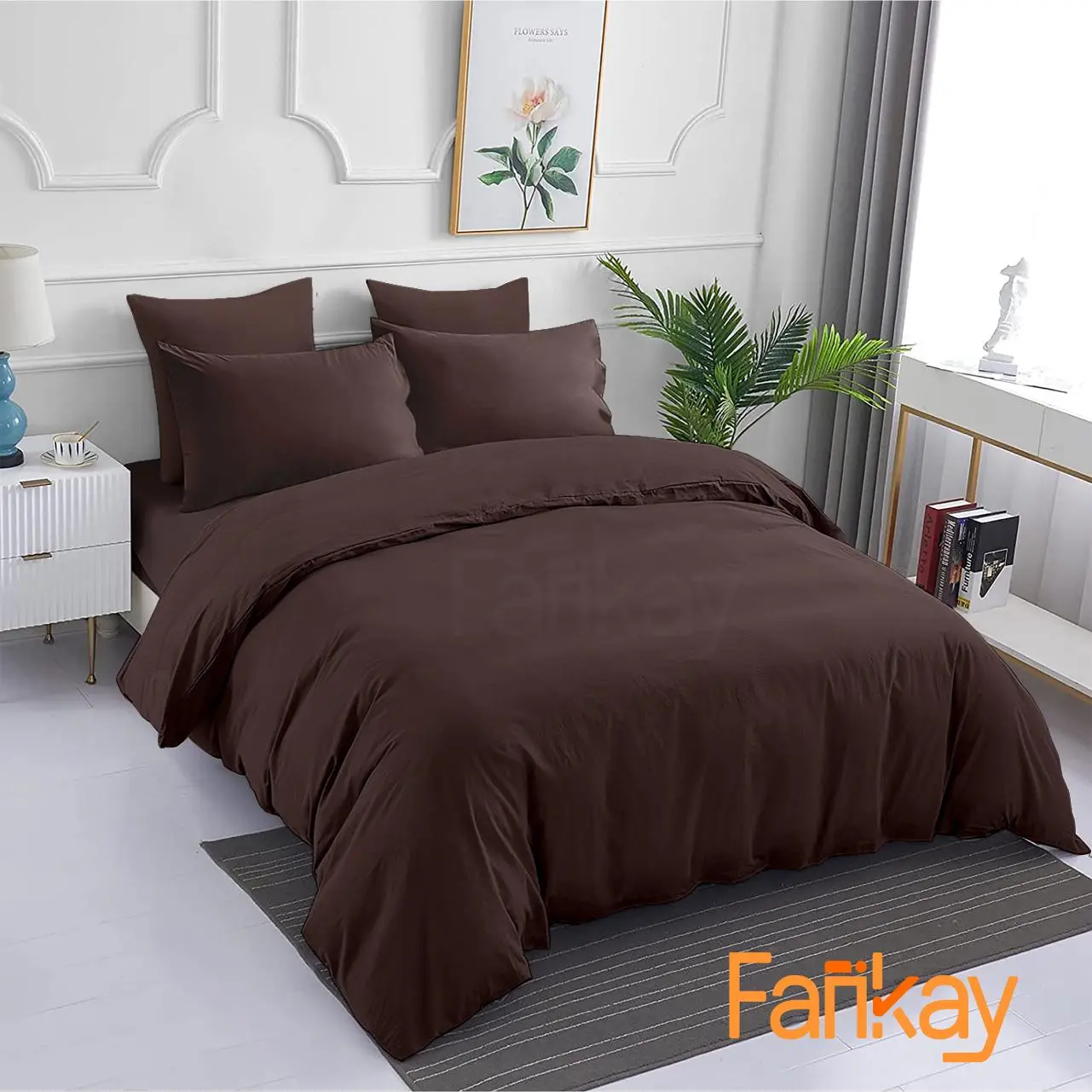 Bed Cover Set Sprei Polos Mahogany - Ukuran Lengkap 180x200 160x200 120x200 200x200 - Fankay Bedcover Sprei