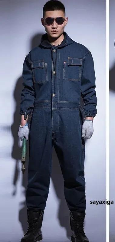Product Introduction of 2024 Jumpsuit Denim Cotton Thick Working Suits Winter Men Women Welding Overalls Auto Repair Coverallls Welder Suit Office Mechanics 7