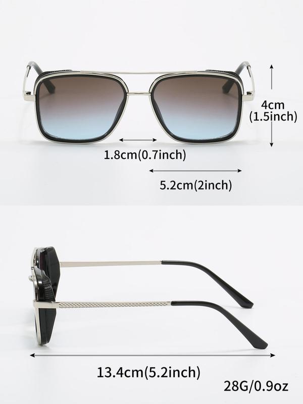 Men's 1 Pair Simple Sunglasses For Everyday Use, Summer Square Frame Double Beam Fashion Sunglasses, Modern Travel Accessories 3