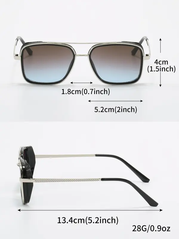 Men's 1 Pair Simple Sunglasses For Everyday Use, Summer Square Frame Double Beam Fashion Sunglasses, Modern Travel Accessories 3