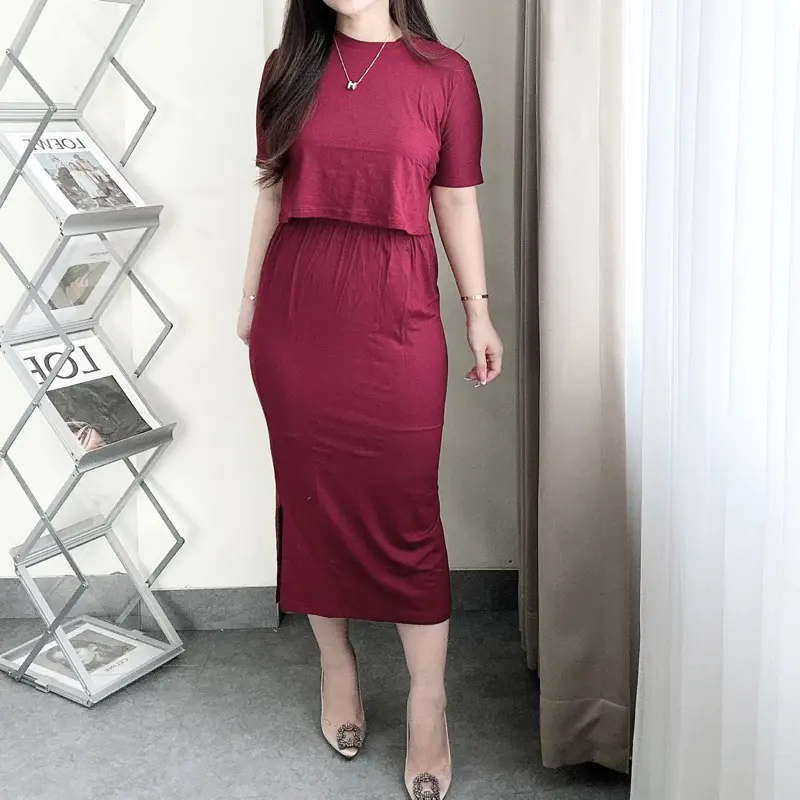 Yoonah Set | One Set Skirt | Setelan Wanita Rok Belah Samping | Maimon Grosir Baju Fit 4
