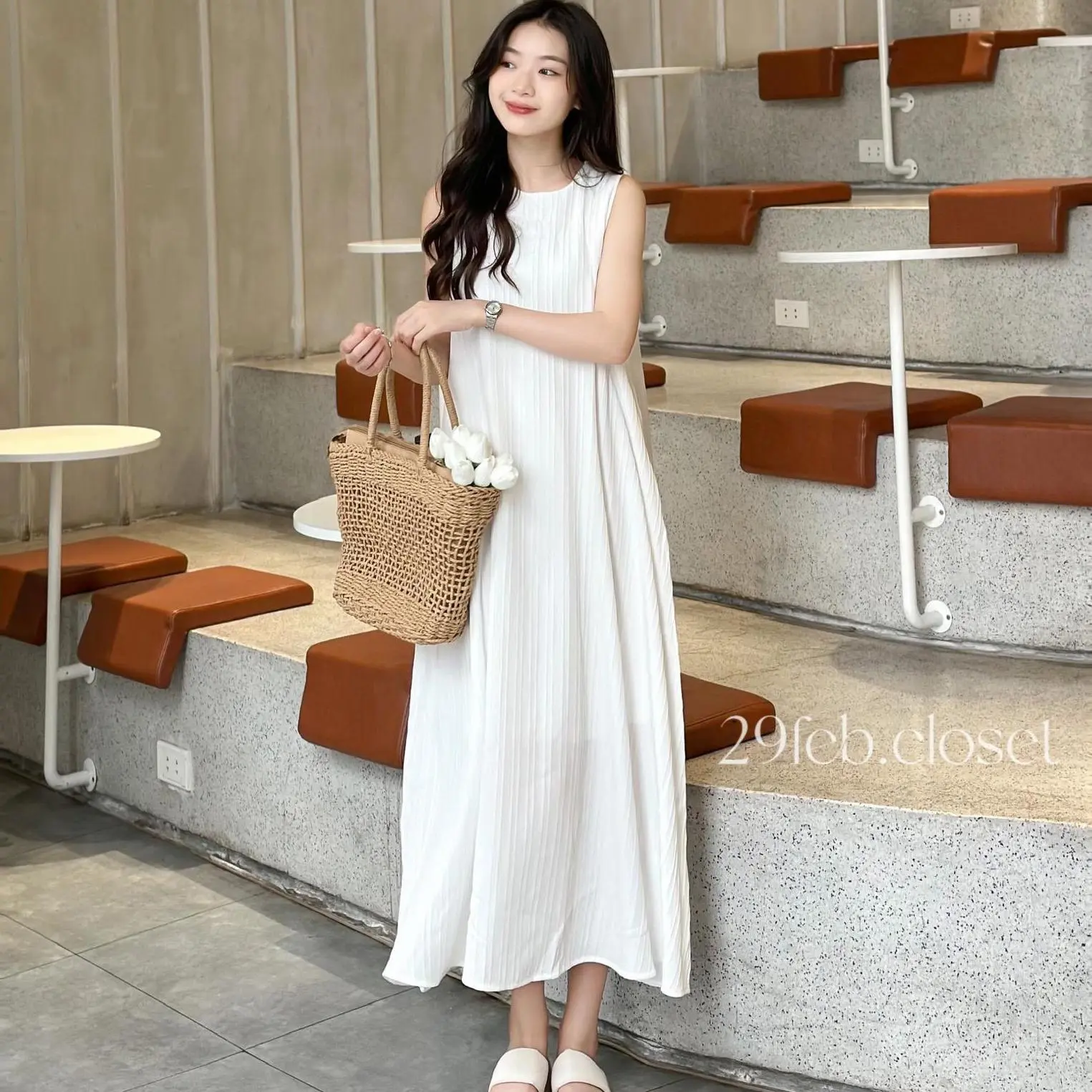 Váy ba lỗ đũi gân 2 lớp dáng xòe dài - 29feb.closet - V85 Nữ Dress Women | BigBuy360 - bigbuy360.vn Váy ba lỗ đũi gân 2 lớp dáng xòe dài - 29feb.closet - V85 Nữ Dress Women | BigBuy360 - bigbuy360.vn