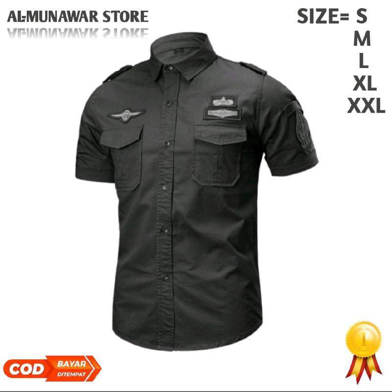 KEMEJA TACTICAL PRIA - KEMEJA PDH - SERAGAM PDH LENGAN PENDEK MODEL SLIMFIT Tebal 7