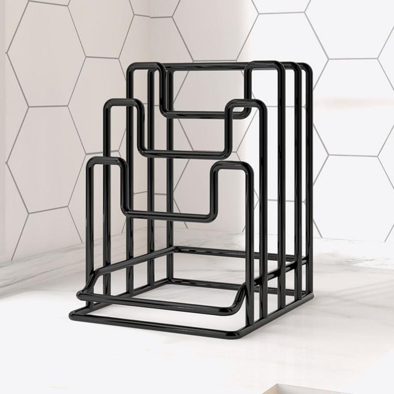 Product Introduction of New Black Cutting Board Rack Metal Household Chopping Board Holder Multilayer Pots Pan Lids Rack Restaurant Home Kitchen 16