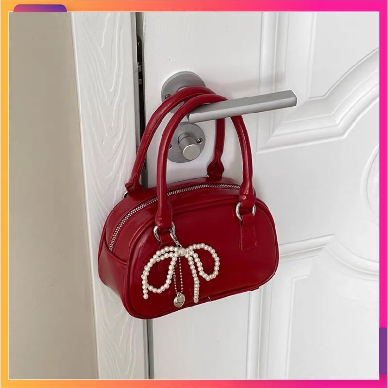   Tặng charm nơ ngọc Túi đeo chéo nữ đơn giản 2 quai xách tay dễ thương 