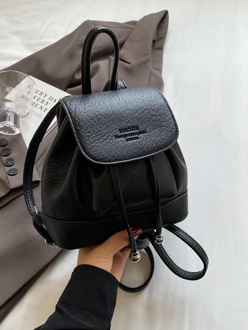 Product Introduction of Women's Solid Color Bucket Bag Backpack, Fashionable Pu Leather Backpack for Daily Used, Casual Trendy Versatile High-quality Daily Commuting Bag 5