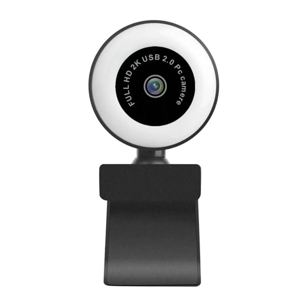Mini 1080P/2K/5MP HD Webcam with LED Light Mic Autofocus AF Web Camera