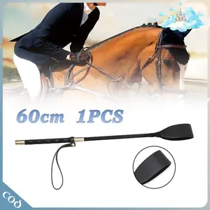 -60cm- Pecut Kuda 1Buah Bahan PU Warna Hitam Ukuran Ringan Dan Kokoh Untuk Kegiatan Latihan Kuda