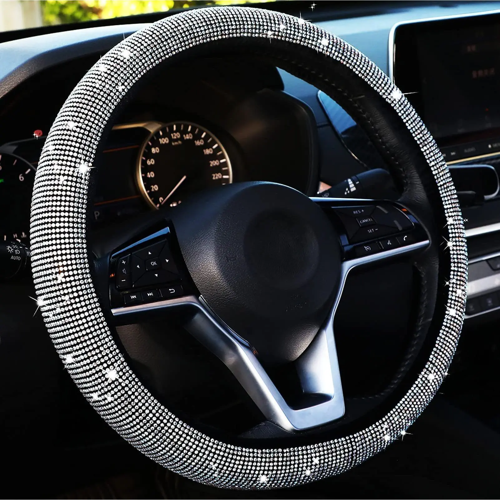 Car diamond steering wheel cover without inner ring Car full diamond rhinestone with diamond mesh diamond hot diamond full diamond elastic handle