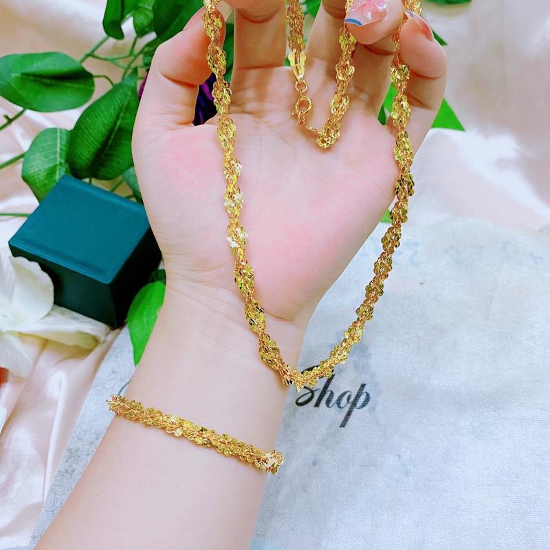 Sét dây chuyền và lắc tay xoắn 4d cao cấp Voi Nhẫn Hồ Lô 3