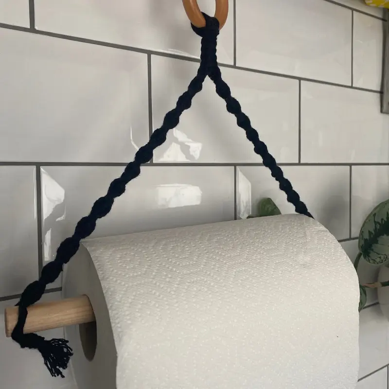 Kitchen paper towel holder, kitchen roll holder wooden, boho farmhouse cottage decor, new home gift for friend, kitchen accessories Hanging Organiser Racks Hook Hangable 1