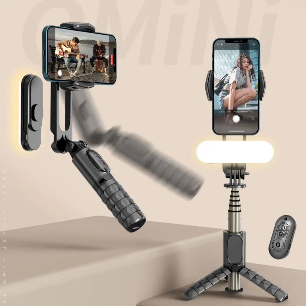 Portable Phone Gimbal Stabilizer, Multifunctional Phone Gimbal with Remote Control & Detachable Fill Light, Durable Mini 360° Phone Stabilizer for Android & iPhone, Vlogging Kit, Selfie Stick, Camera Mount