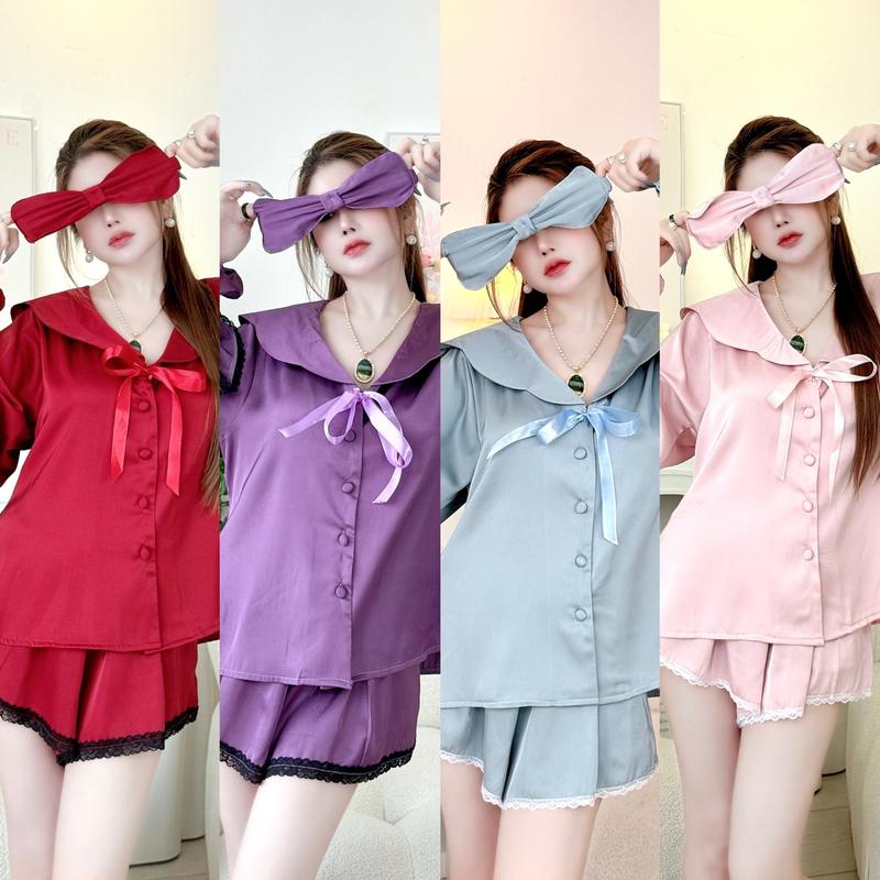   Từ 38-65 ký  ĐÙI GIẢ VÁY TIỂU THƯ - ÁO CỔ LƯỢN TAY DÀI LOE  tặng kèm ngẫu nhiên cột tóc hoặc bịt mắt  