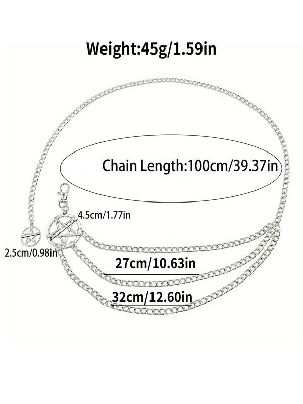 Hollow Out Star Design Chain Belt, Y2k Style Layered Waist Chain, Elegant Clothes Accessories for Women 1