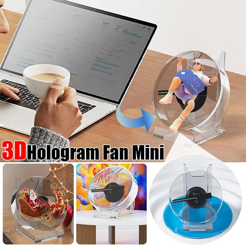 Mini 3D Hologram Fan Projector LED Advertising Display Machine with Remote Control Stand for Store Bar Party Desktop Video Light - Image 2