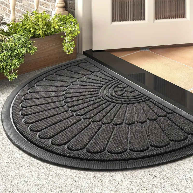 1pc Door Mat Outdoor Indoor Entrance Doormat-Semicircular Durable Rubber Non Slip Front Door Mat for Outside Inside Entry Entryway Dirt Trapper Welcome Mat for Muddy Paws and Shoes 7