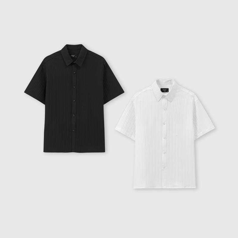 Áo sơ mi nam ROWAY vải đũi thoáng mát Sơ mi cộc tay đũi gân